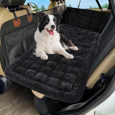 Dog Car Bed Mat, Non-Slip Backseat Extender Pet Blanket, Plaid Dog Bed for SUVs, Sedans & Trucks, Chew-Resistant Travel Pad for Dogs, Easy Clean & Scratch-Proof & Comfort Black
