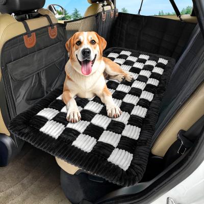 Dog Car Bed Mat, Non-Slip Backseat Extender Pet Blanket, Plaid Dog Bed for SUVs, Sedans & Trucks, Chew-Resistant Travel Pad for Dogs, Easy Clean & Scratch-Proof & Comfort