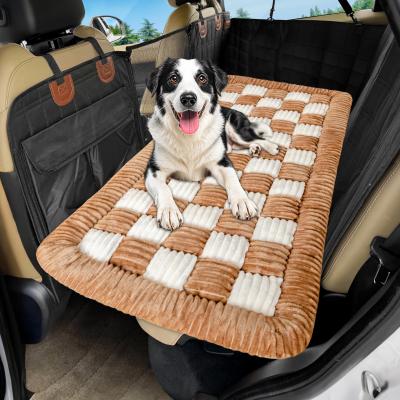 Dog Car Bed Mat, Non-Slip Backseat Extender Pet Blanket, Plaid Dog Bed for SUVs, Sedans & Trucks, Chew-Resistant Travel Pad for Dogs, Easy Clean & Scratch-Proof & Comfort